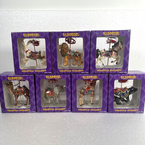 Carousel Christmas Ornaments Costco Lot of 7 Merry Go Round Animals New